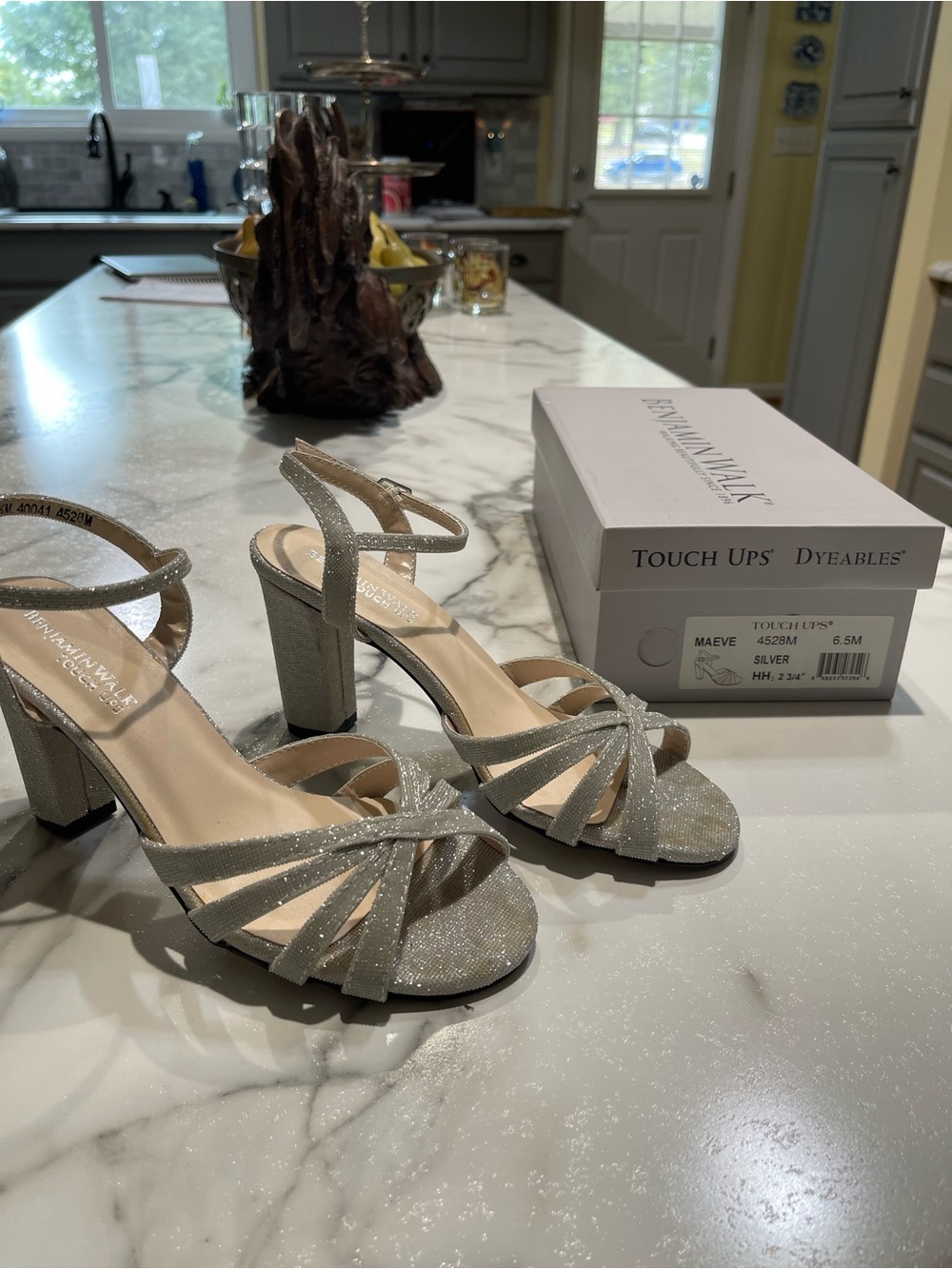 Touch Ups Silver Glitter Block Heel Sandals